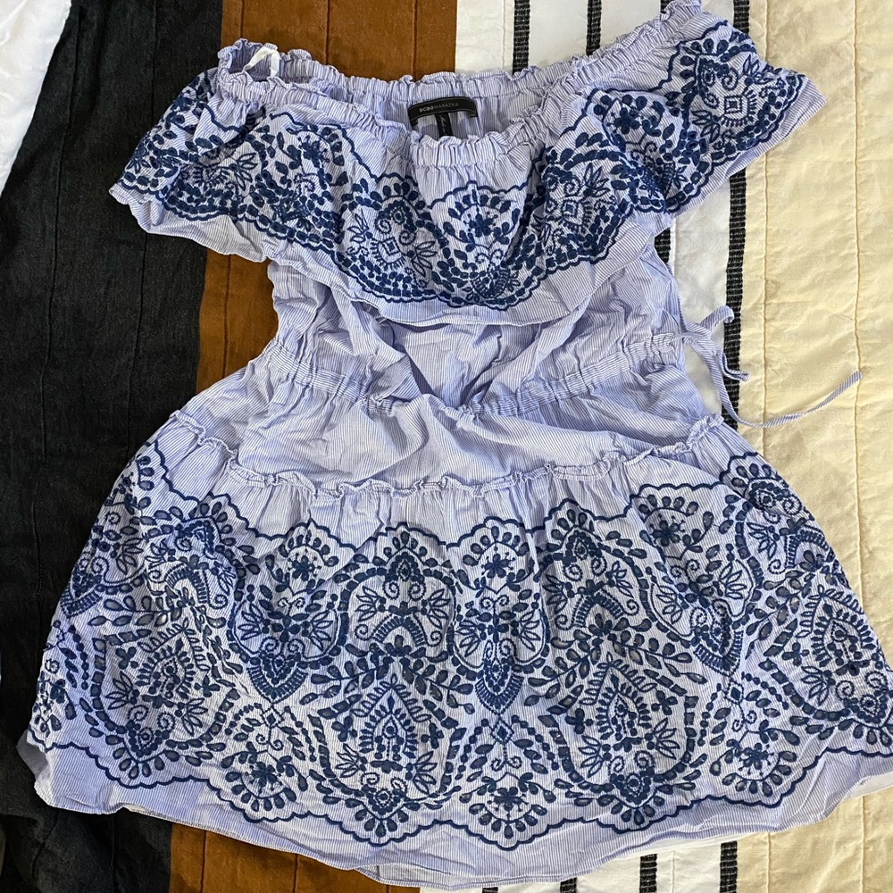 BCBG Maxazria off-the-shoulder summer dress